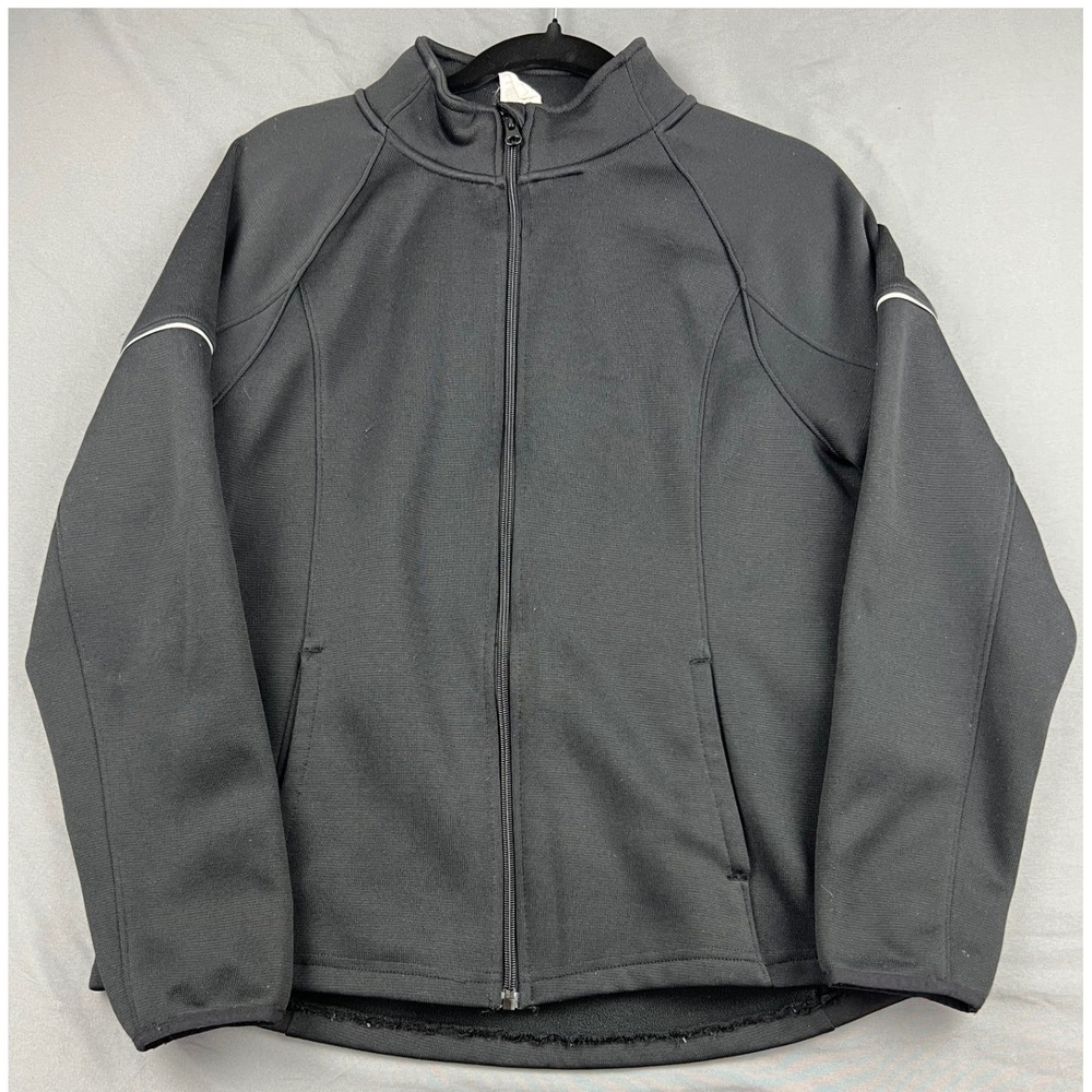Danskin Now Jacket Womens L 12-14 Full Zip Mock Neck Black Reflective Good